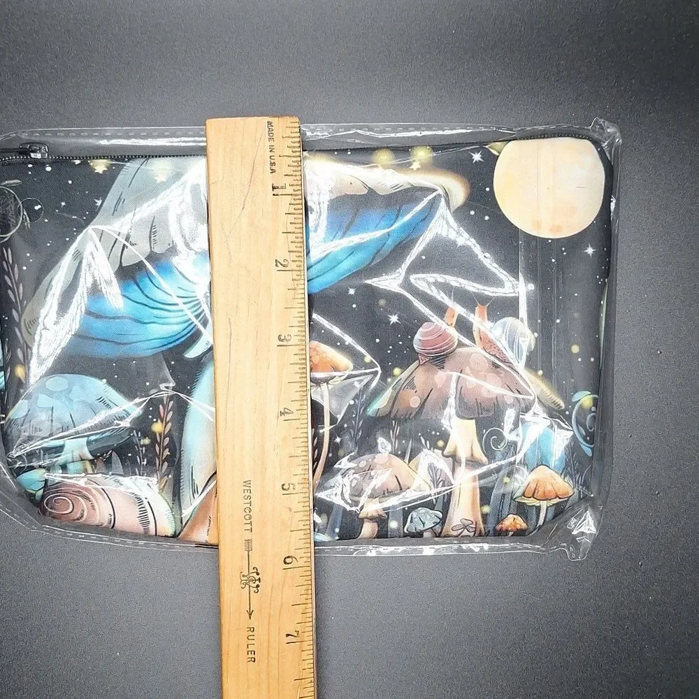 Mushroom Print Cosmetic Bag clutch moon boho bag